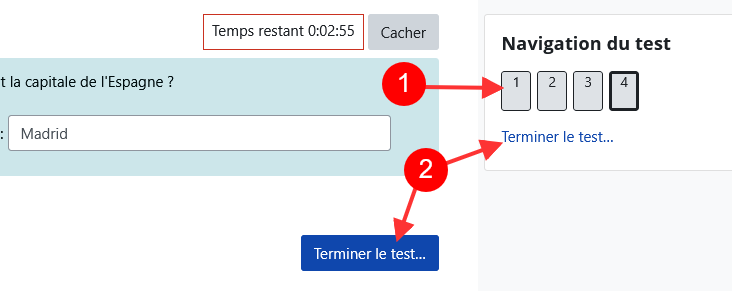Terminer le QCM [Réaliser un QCM sur Iris Exam]